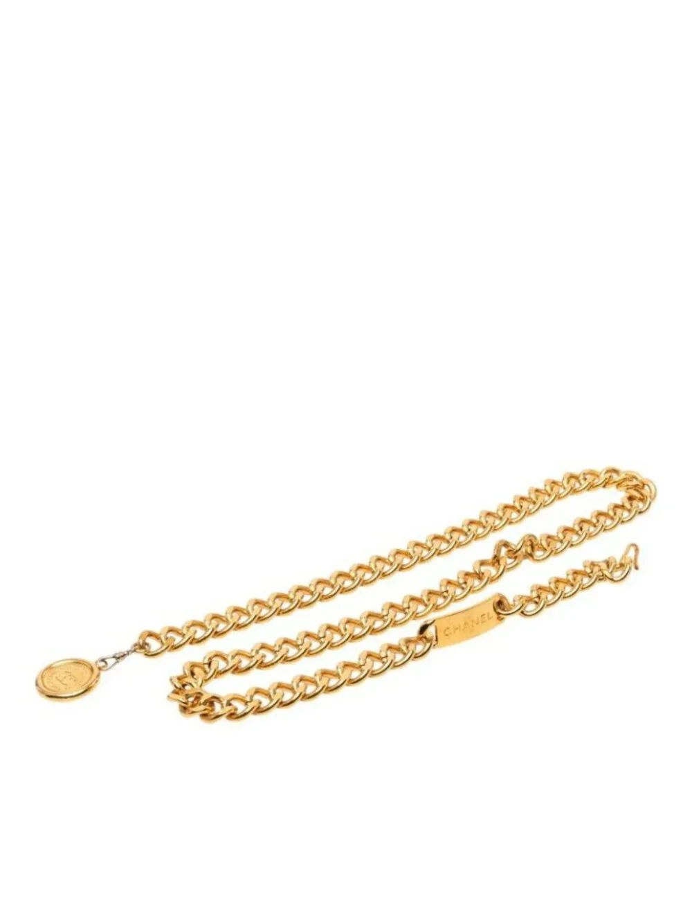 Chanel CC Logo 31 Rue Cambon le Plate Chain Belt Gold Plated
